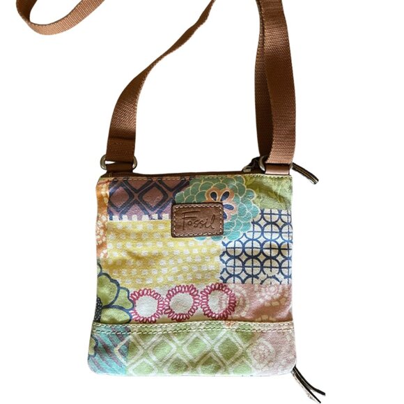 Fossil Patchwork Canvas Crossbody Bag - Picture 1 of 7